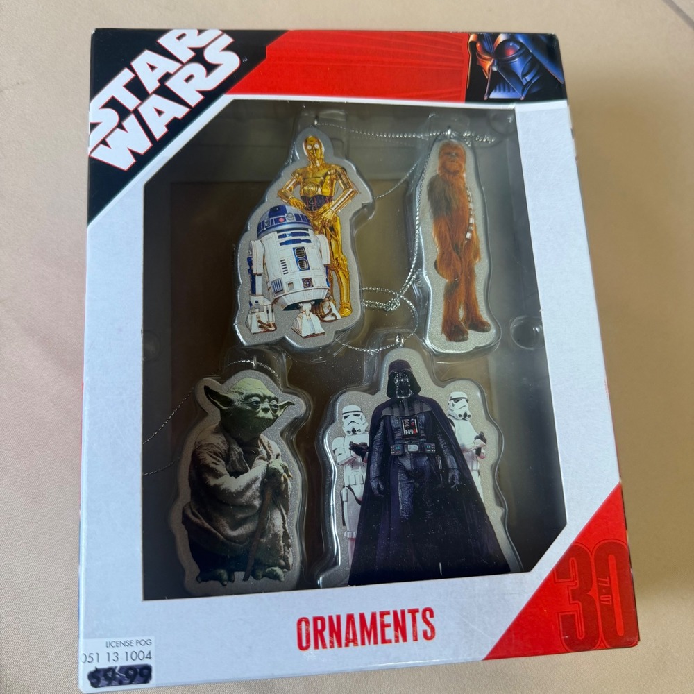 Star Wars 30th Anniversary 2007 Ornament Set Darth Vader Yoda R2-D2 C-3PO 4 Pack